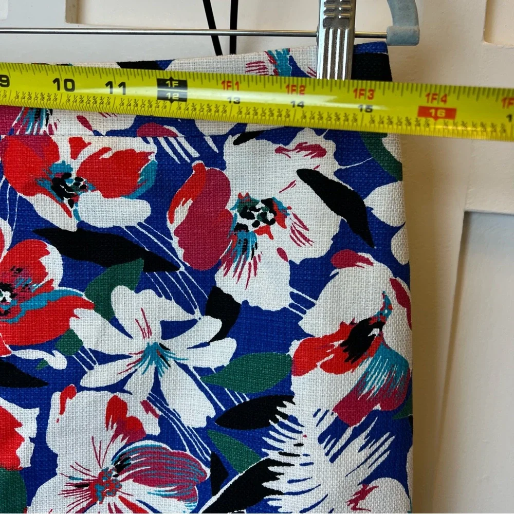 J. Crew Tropical Floral Cotton Pencil Skirt Sz 4 Colorful Midi Hawaiian Dopamine